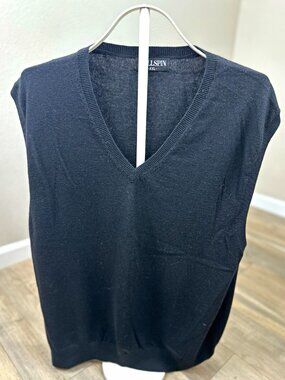 KALLSPIN Men’s 2XL Black Cashmere Wool Blend Sweater Vest